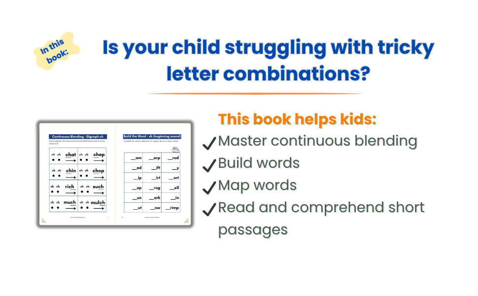 Phonics Activity Book Part 2 – Consonant Digraphs & Blends | Ages 4–6