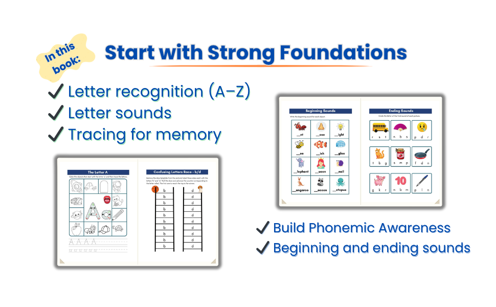 Phonics Activity Book Part 1 – Letter Sounds, CVC Words & Reading Skills | Ages 4–6