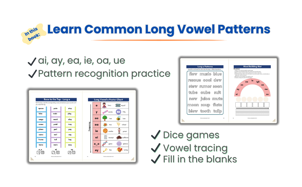 Phonics Activity Book Part 3 – Long Vowels & Magic e | Ages 5–7