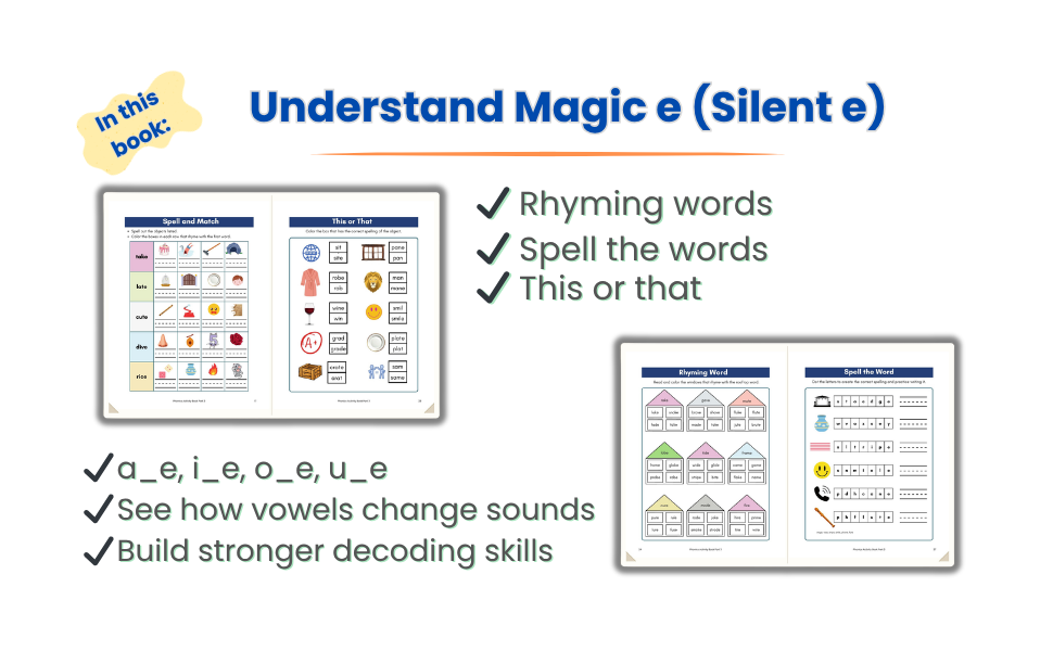 Phonics Activity Book Part 3 – Long Vowels & Magic e | Ages 5–7