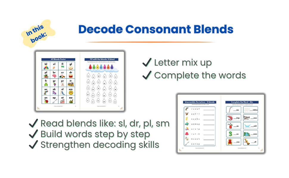 Phonics Activity Book Part 2 – Consonant Digraphs & Blends | Ages 4–6