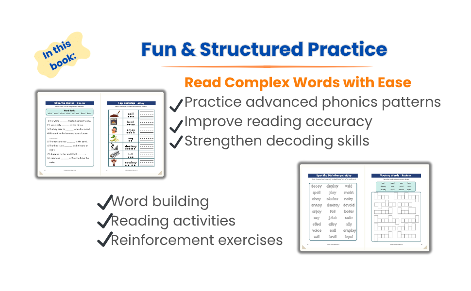 Phonics Activity Book Part 4 – Diphthongs & R-Controlled Vowels | Ages 5–7