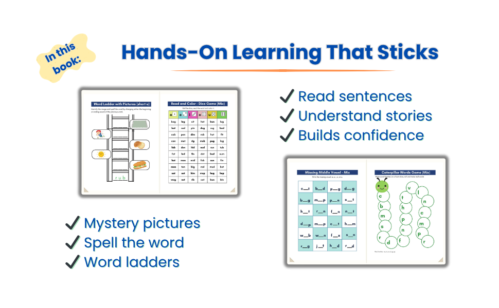 Phonics Activity Book Part 1 – Letter Sounds, CVC Words & Reading Skills | Ages 4–6