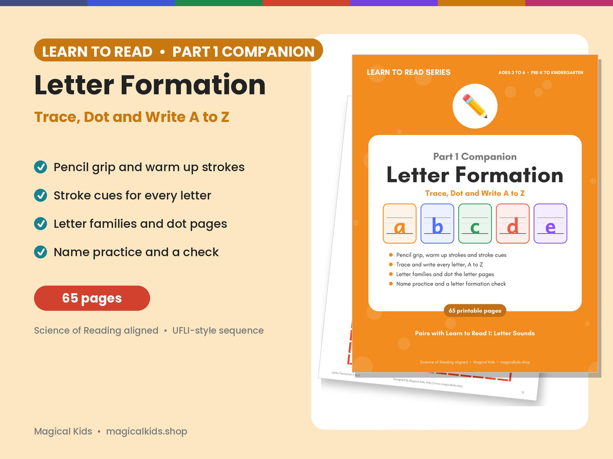 Letter Formation A to Z | Handwriting Practice, Alphabet Tracing, Dot the Letter, Stroke Cues, Letter Families | Pencil Grip, Pre-Writing | Pre-K Kindergarten Printable