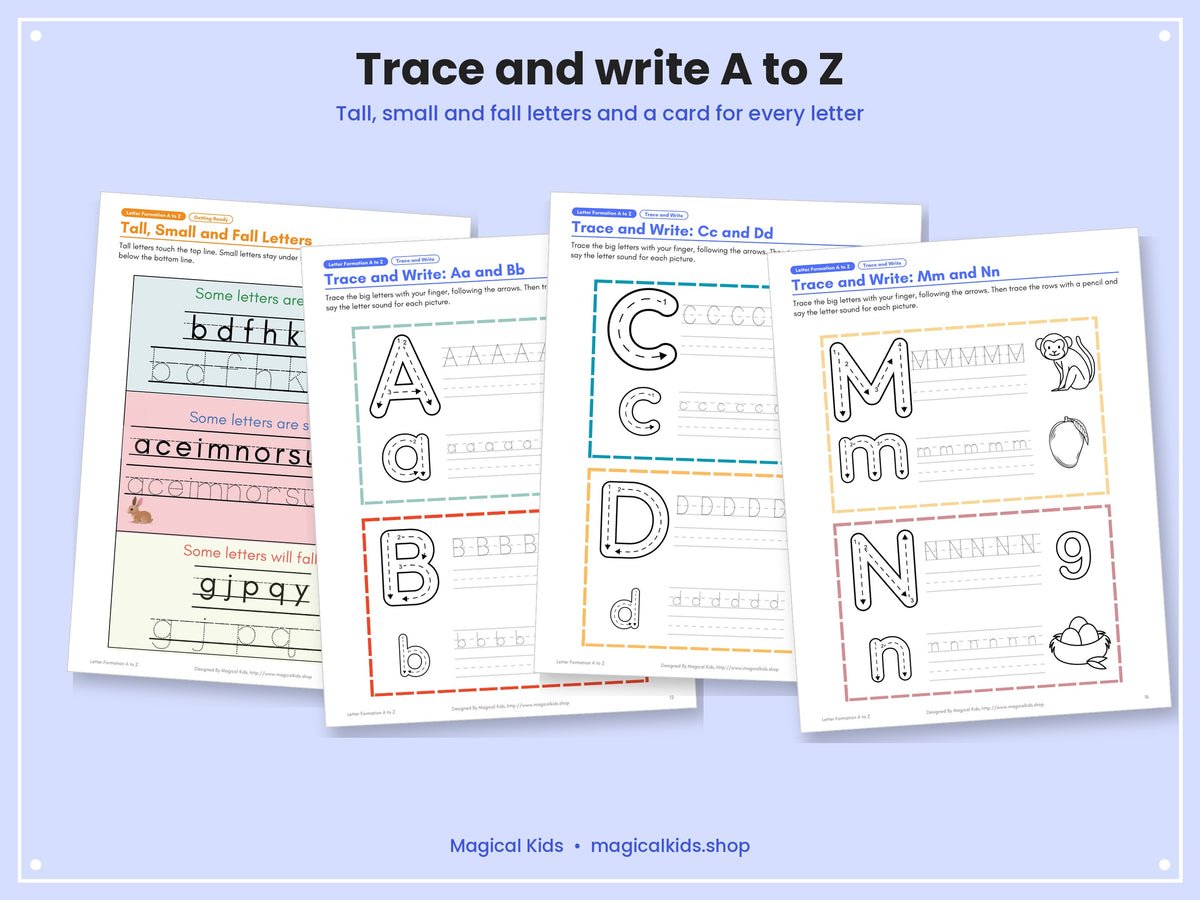 Letter Formation A to Z | Handwriting Practice, Alphabet Tracing, Dot the Letter, Stroke Cues, Letter Families | Pencil Grip, Pre-Writing | Pre-K Kindergarten Printable