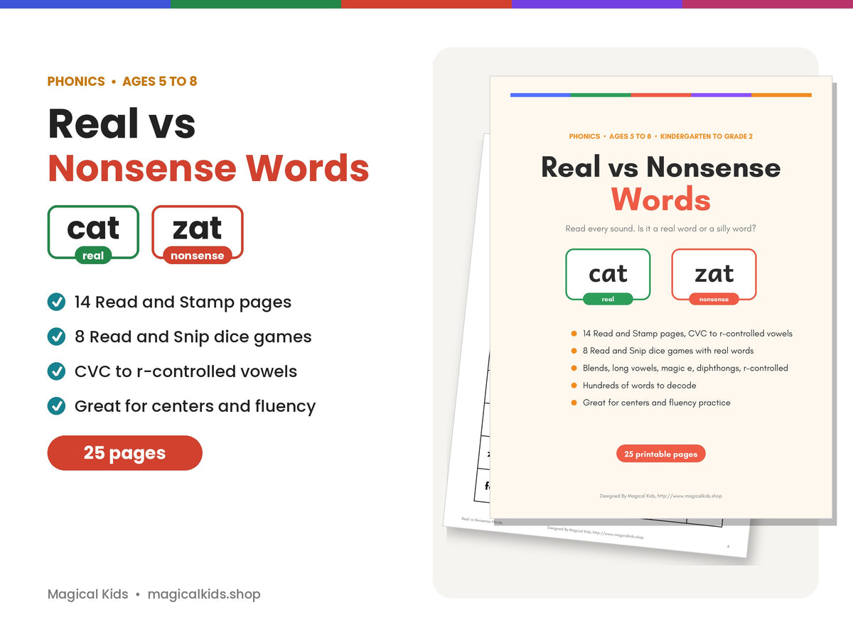 Real vs Nonsense Words: Read and Stamp and Read and Snip