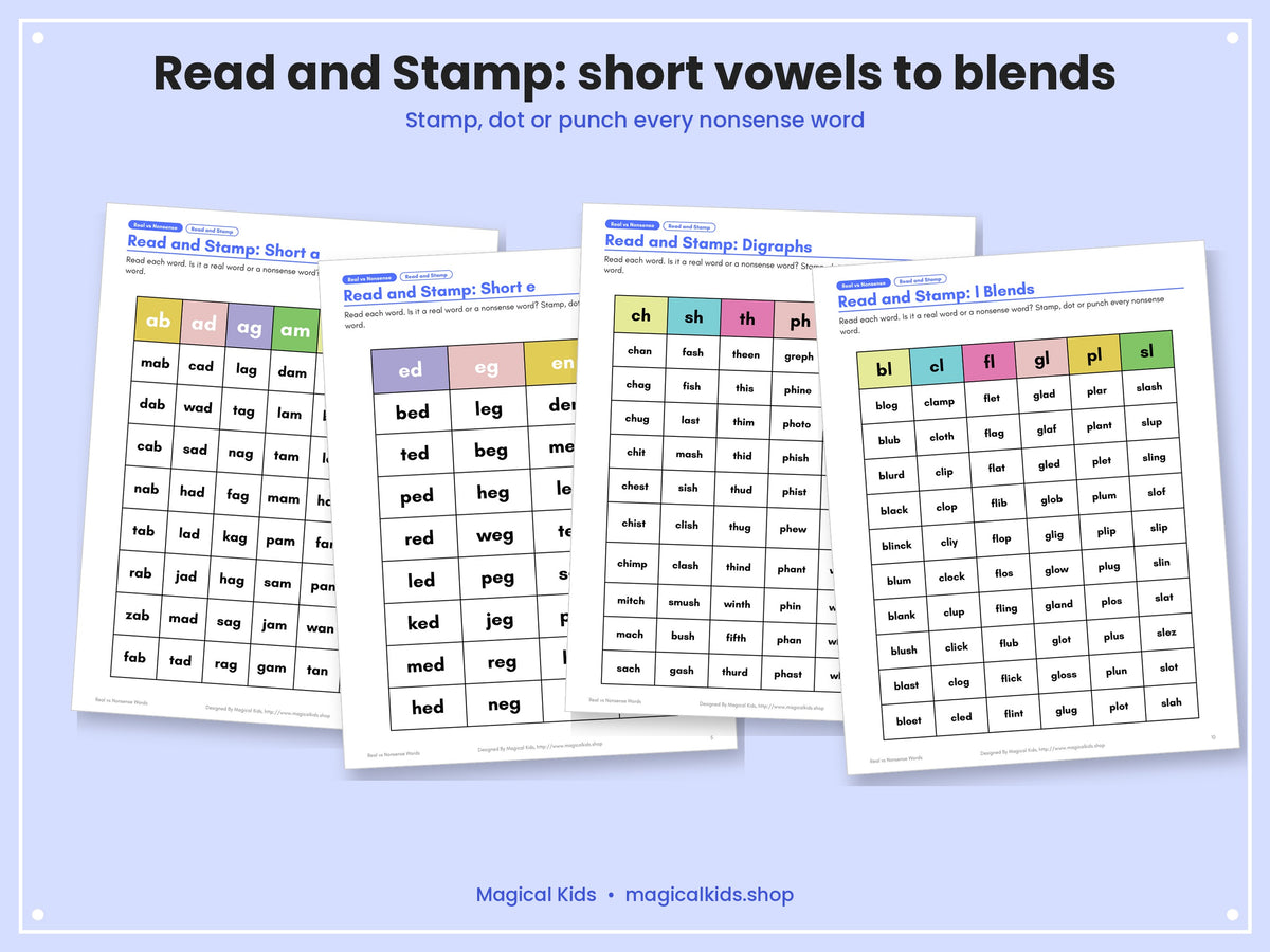 Real vs Nonsense Words: Read and Stamp and Read and Snip