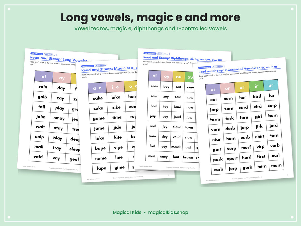 Real vs Nonsense Words: Read and Stamp and Read and Snip