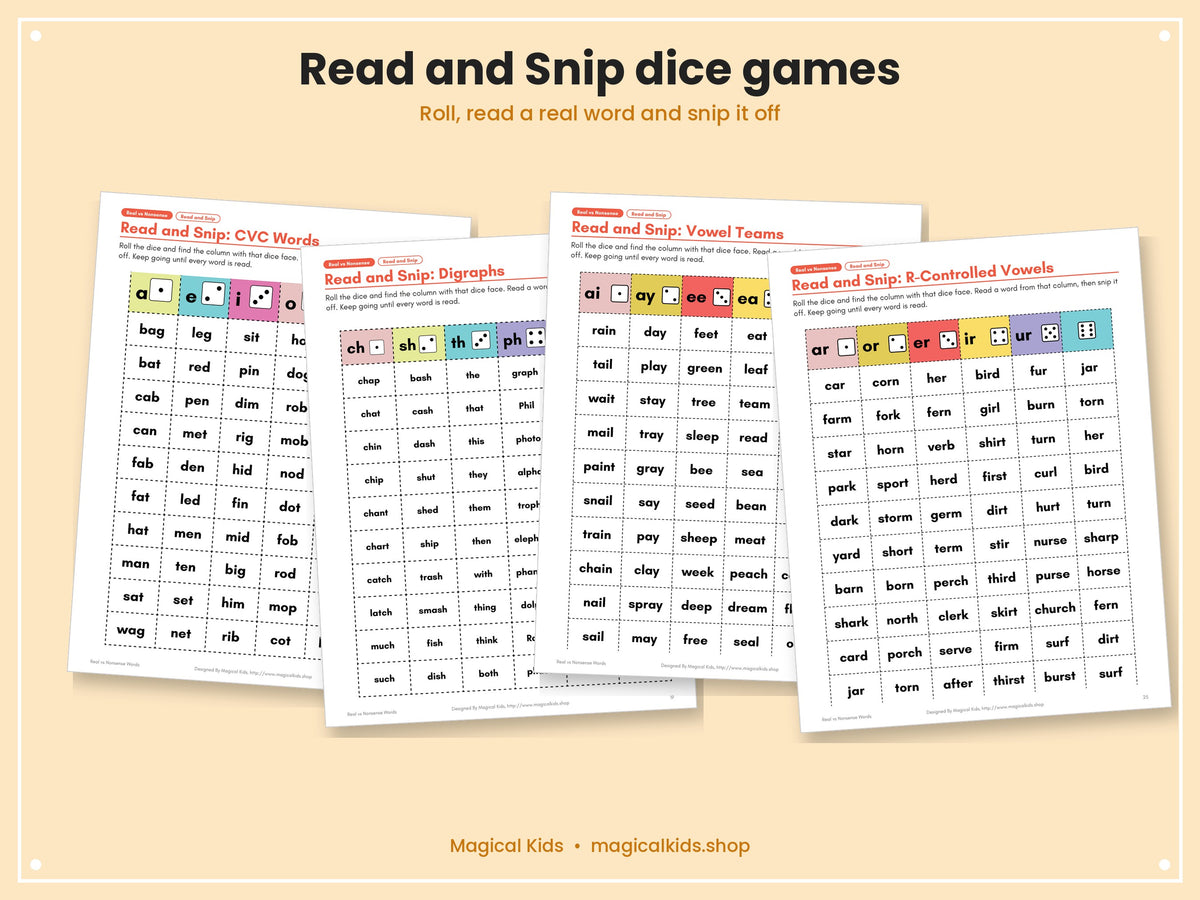 Real vs Nonsense Words: Read and Stamp and Read and Snip