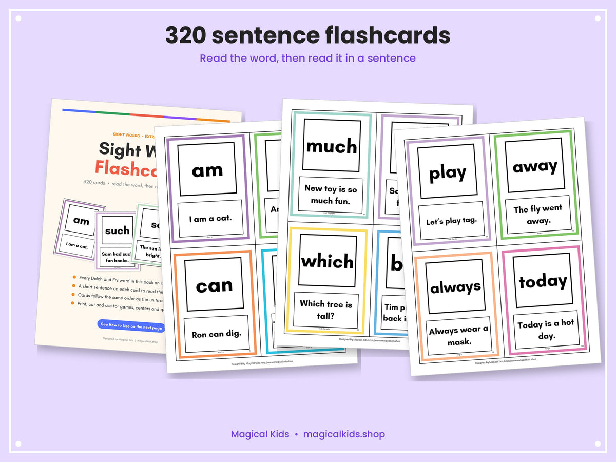 Dolch and Fry Sight Words | Sorted by Phonics Skill | Word Ladders, Heart Words, 320 Sentence Flashcards and Games | K-2 Science of Reading Printable