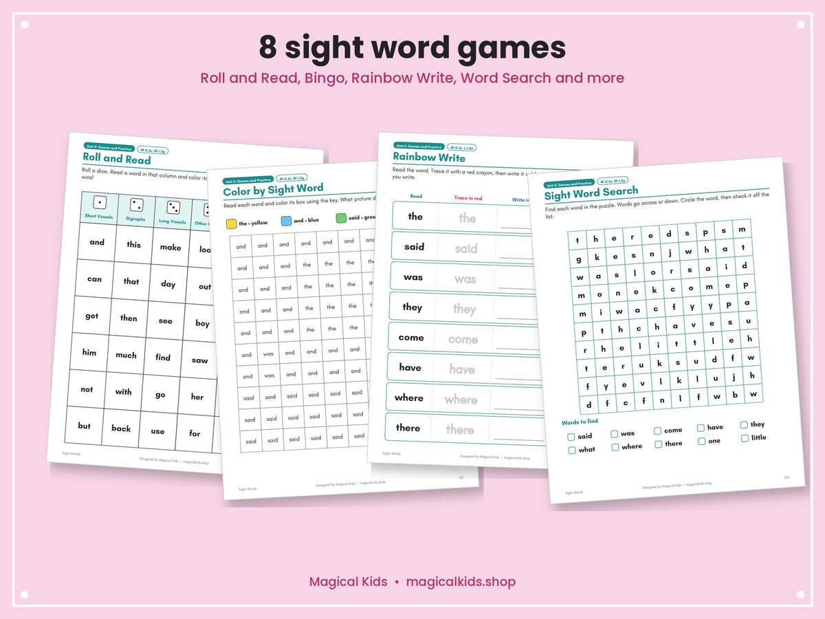 Dolch and Fry Sight Words | Sorted by Phonics Skill | Word Ladders, Heart Words, 320 Sentence Flashcards and Games | K-2 Science of Reading Printable