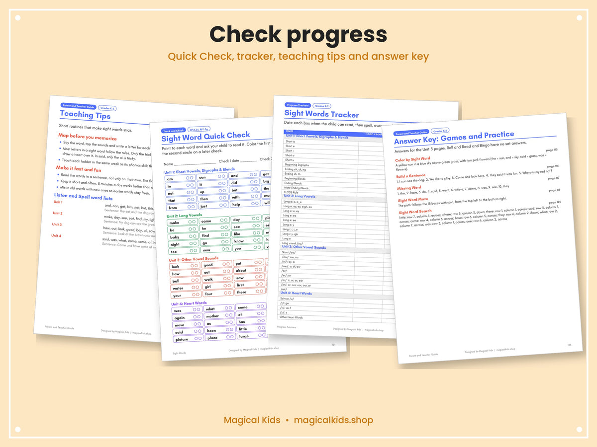 Dolch and Fry Sight Words | Sorted by Phonics Skill | Word Ladders, Heart Words, 320 Sentence Flashcards and Games | K-2 Science of Reading Printable