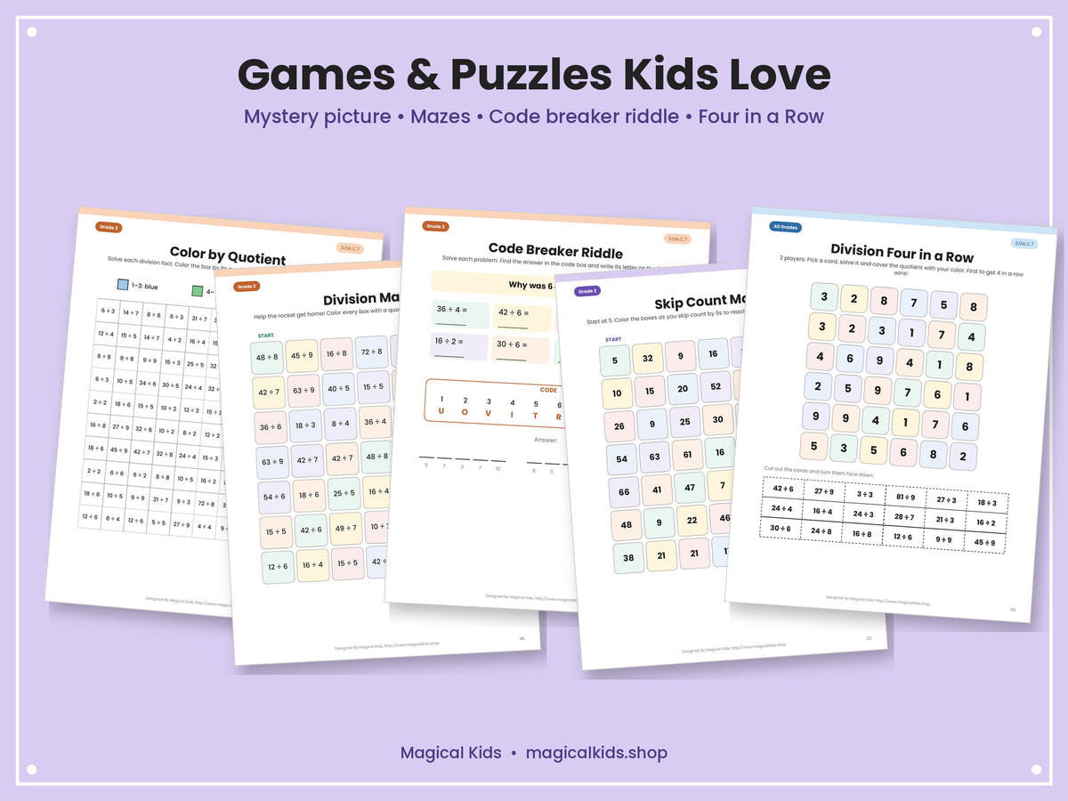 Division Power-Up! Grades 1–3 Math Worksheets | Common Core Aligned | Printable PDF + Answer Key + Parent Guide