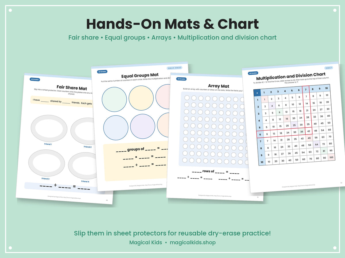 Division Power-Up! Grades 1–3 Math Worksheets | Common Core Aligned | Printable PDF + Answer Key + Parent Guide