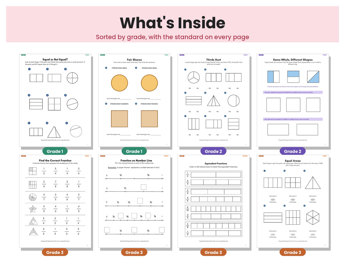 Fractions From the Ground Up | Grades 1–3 Fraction Worksheets, Games & Parent Guide | Common Core