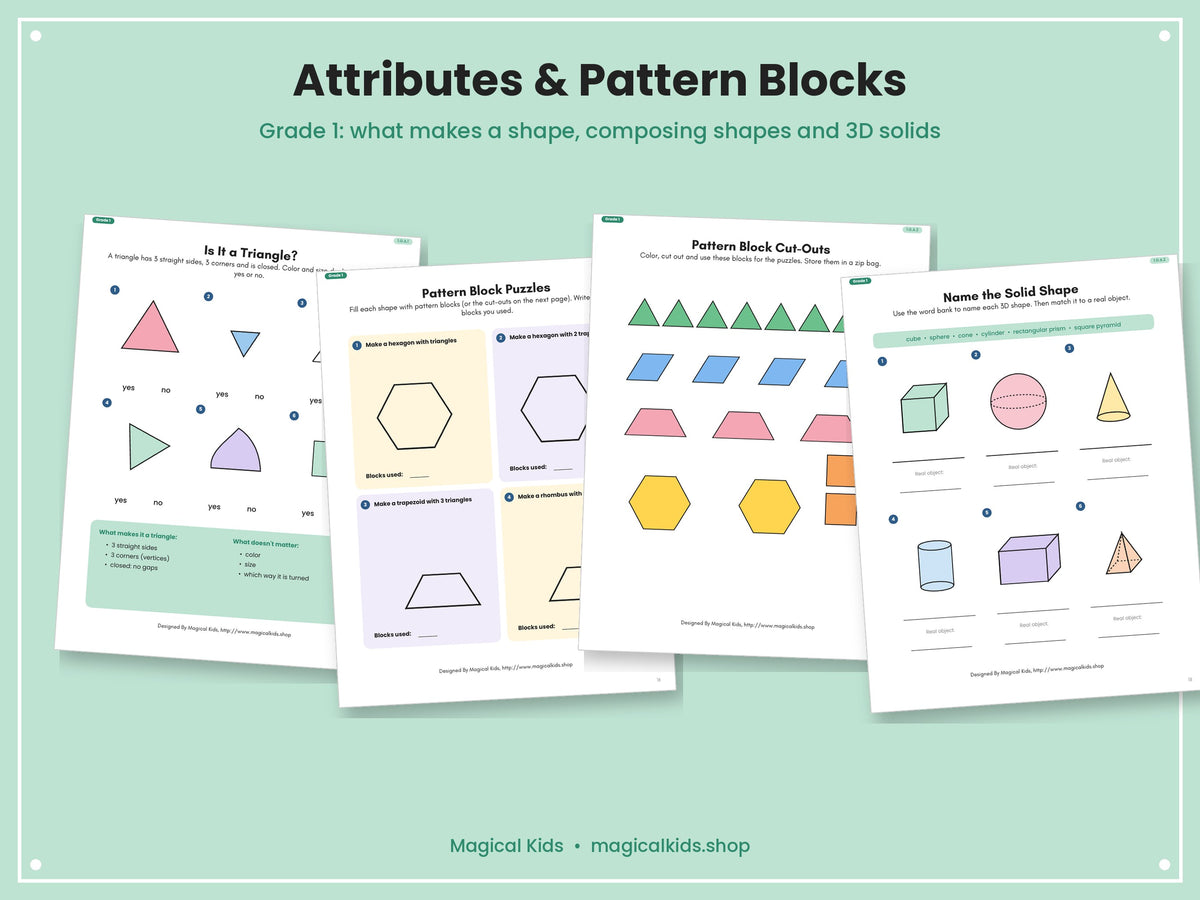 Geometry K–3 | Shapes, Area & Perimeter Worksheets | Common Core