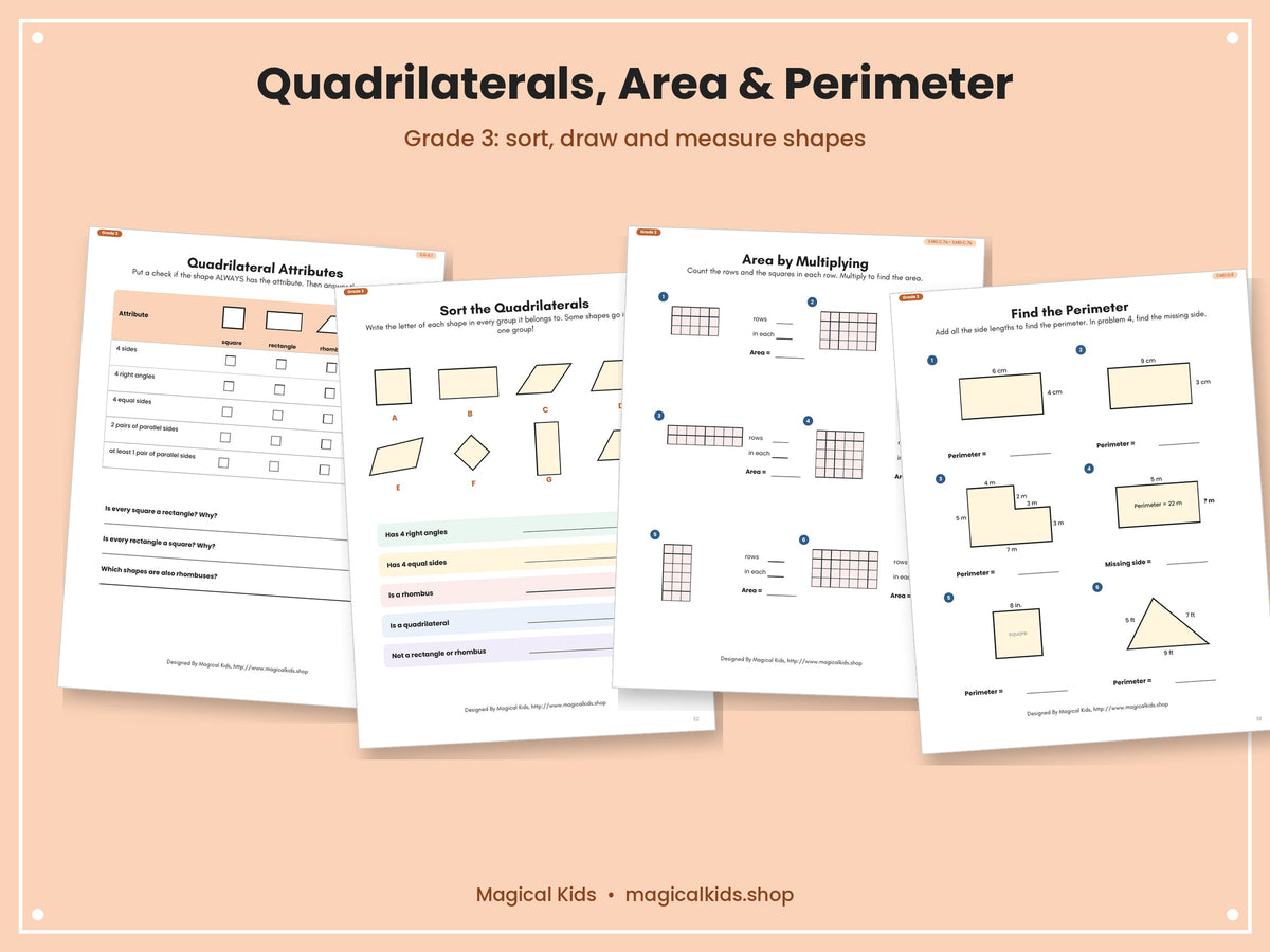 Geometry K–3 | Shapes, Area & Perimeter Worksheets | Common Core