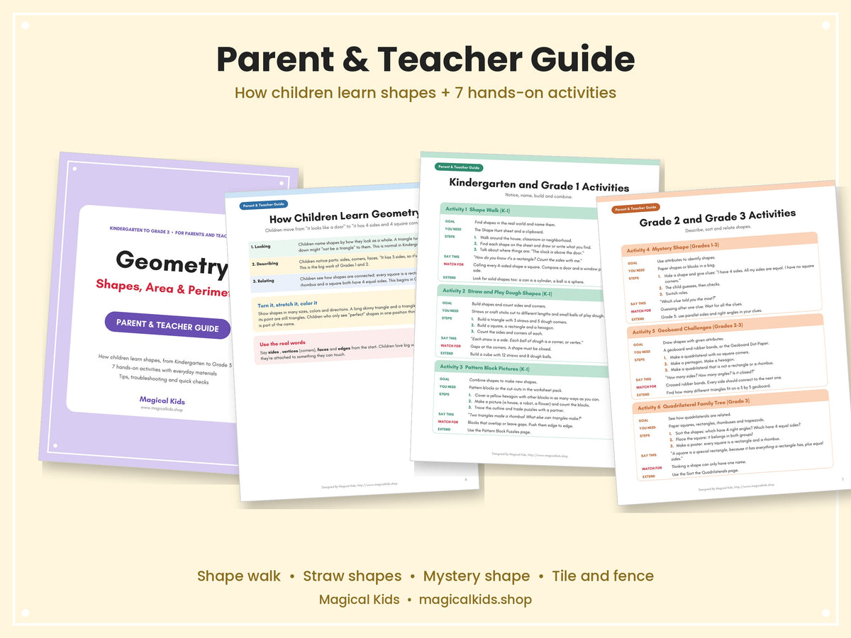 Geometry K–3 | Shapes, Area & Perimeter Worksheets | Common Core