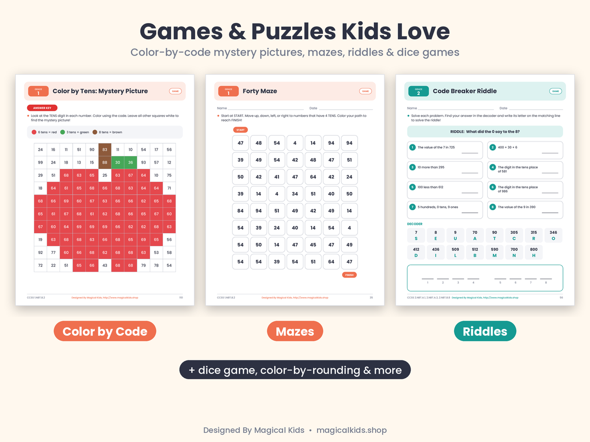 Place Value Power-Up! Grades 1–3 Math Worksheets | Common Core Aligned | Printable PDF with Answer Keys