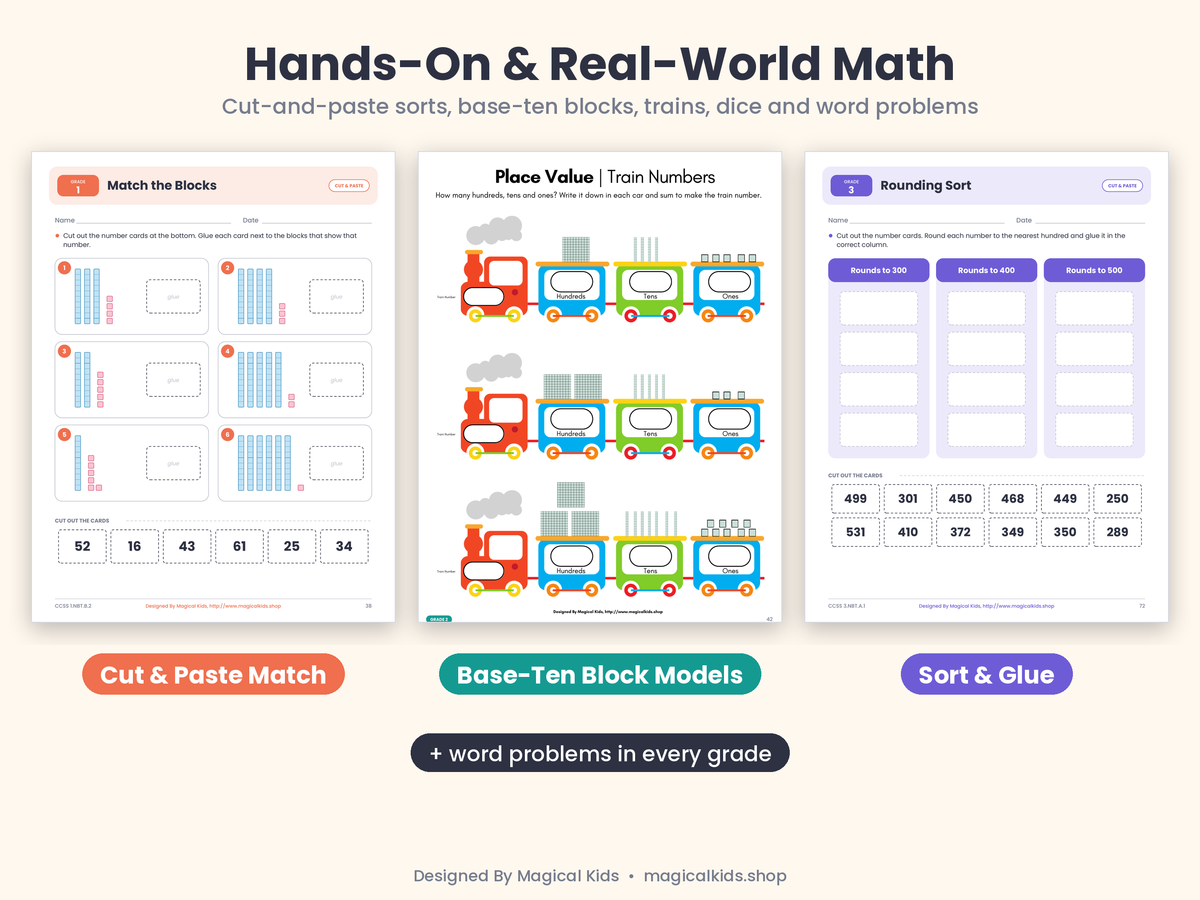 Place Value Power-Up! Grades 1–3 Math Worksheets | Common Core Aligned | Printable PDF with Answer Keys