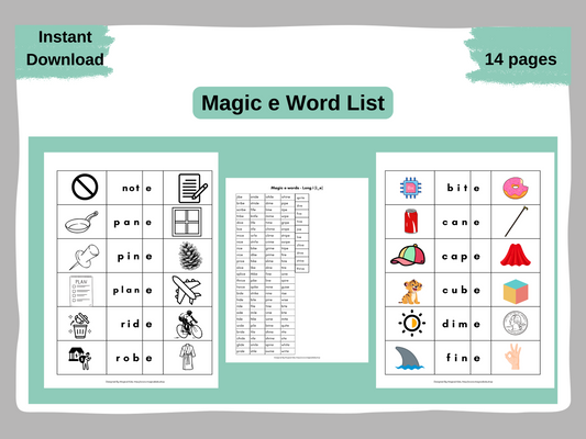 Magic e Word List