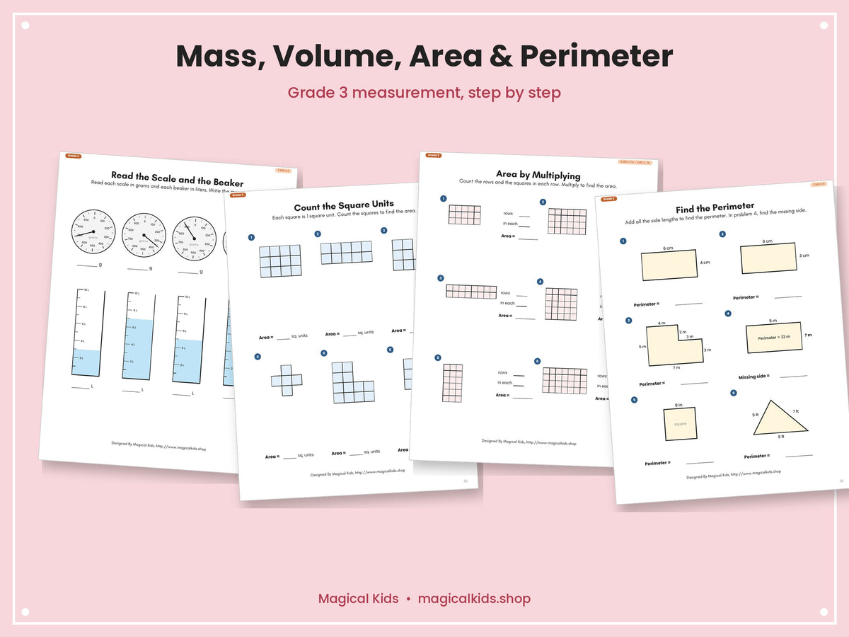 Measurement & Data | K–3 Worksheets for Length, Time, Money & Graphs | Common Core