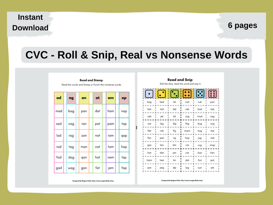 Word Family - Real & Nonsense Words, Roll & Snip