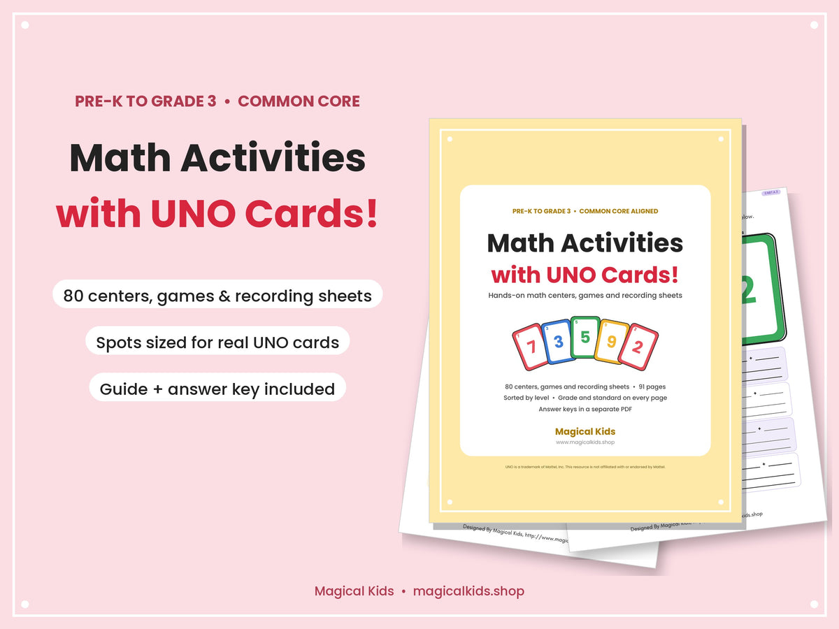 Math Activities with UNO Cards! | Pre-K to Grade 3 Math Centers & Games | Common Core