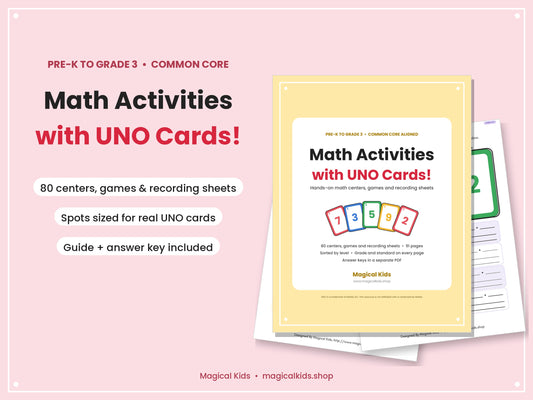 Math Activities with UNO Cards! | Pre-K to Grade 3 Math Centers & Games | Common Core